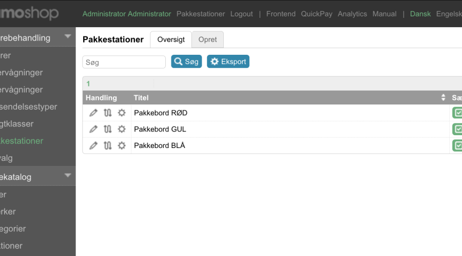 SUMOshop - Pakkestationer