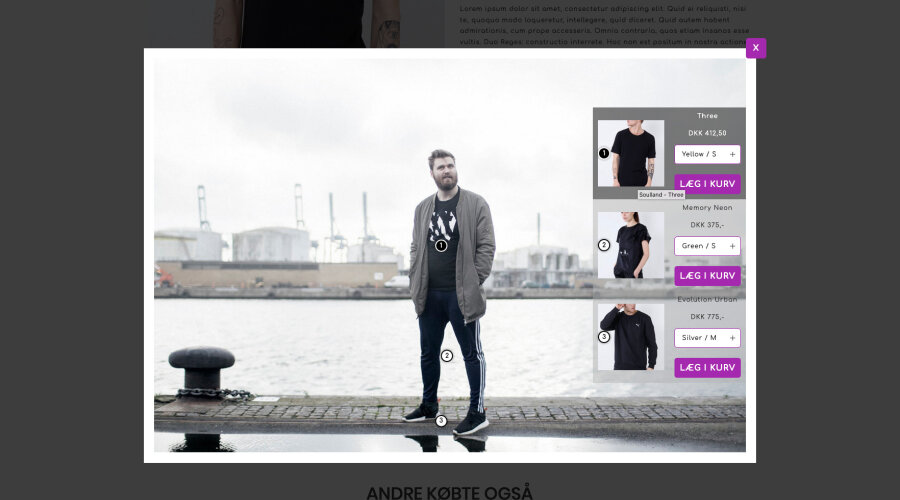 Visning af lookbook funktion i Sumoshop